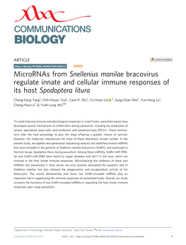 Micrornas from Snellenius Manilae Bracovirus Regulate Innate and Cellular Immune Responses of Its Host Spodoptera Litura