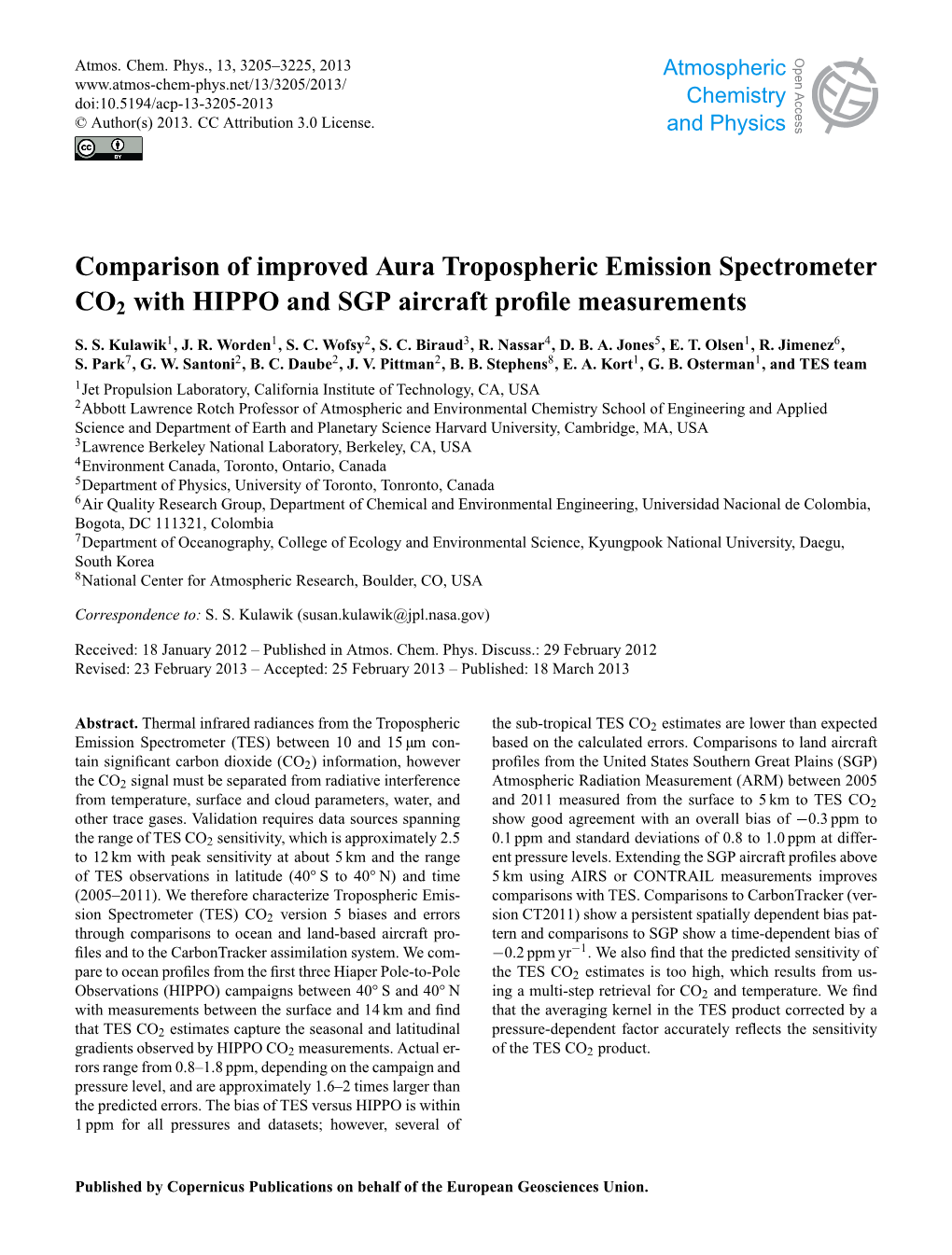 Comparison of Improved Aura Tropospheric Emission