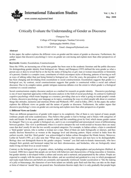 Critically Evaluate the Understanding of Gender As Discourse