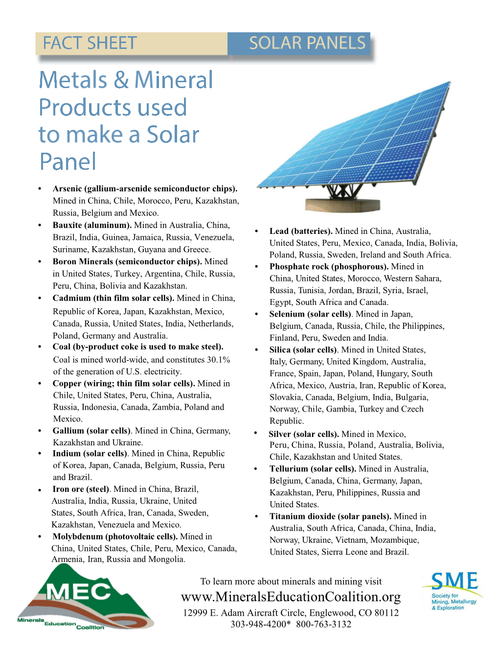 Solar Panel Fact Sheet