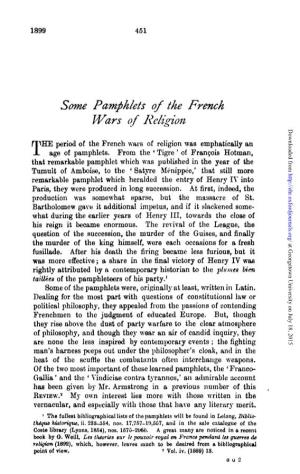 Some Pamphlets of the French Wars of Religion Downloaded From