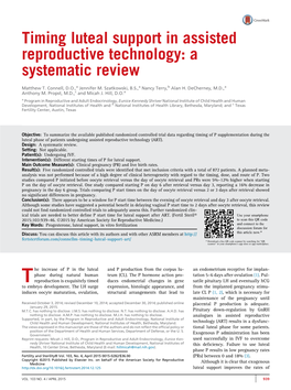Timing Luteal Support in Assisted Reproductive Technology: a Systematic Review