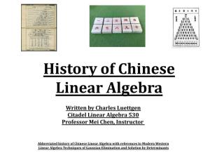 History of Chinese Linear Algebra