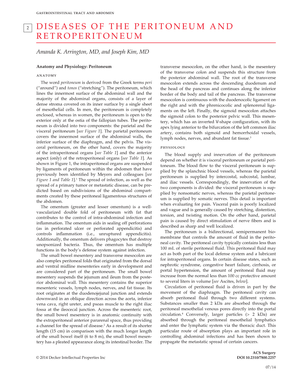 Diseases of the Peritoneum and Retroperitoneum