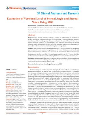 Evaluation of Vertebral Level of Sternal Angle and Sternal Notch Using MRI