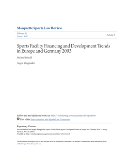 Sports Facility Financing and Development Trends in Europe and Germany 2003 Michael Siebold
