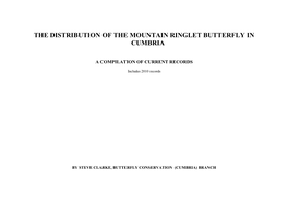 Distribution of the Mountain Ringlet Butterfly in Cumbria