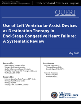 Use of Left Ventricular Assist Devices As Destination Therapy in End-Stage Congestive Heart Failure: a Systematic Review