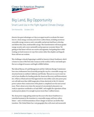 Big Land, Big Opportunity Smart Land Use in the Fight Against Climate Change