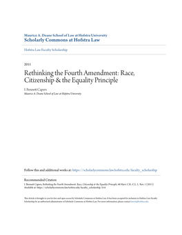 Rethinking the Fourth Amendment: Race, Citizenship & the Equality Principle I