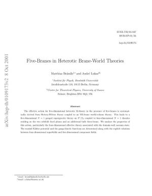 Five-Branes in Heterotic Brane-World Theories