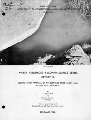 Water Resou Rces - Recon Naissance Seri Es Report 36
