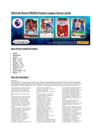 2019-20 Panini PRIZM Premier League Soccer Cards