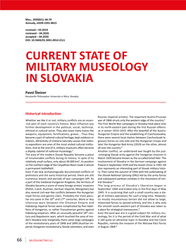 Current State of Military Museology in Slovakia
