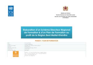 Elaboration D'un Schéma Directeur Régional De Formation & D'un Plan