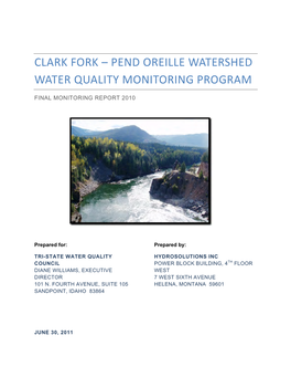 Clark Fork Riverwater Quality Monitoring Program