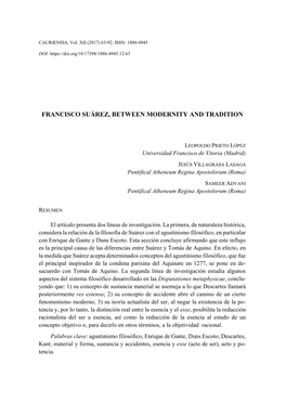 Francisco Suárez, Between Modernity and Tradition