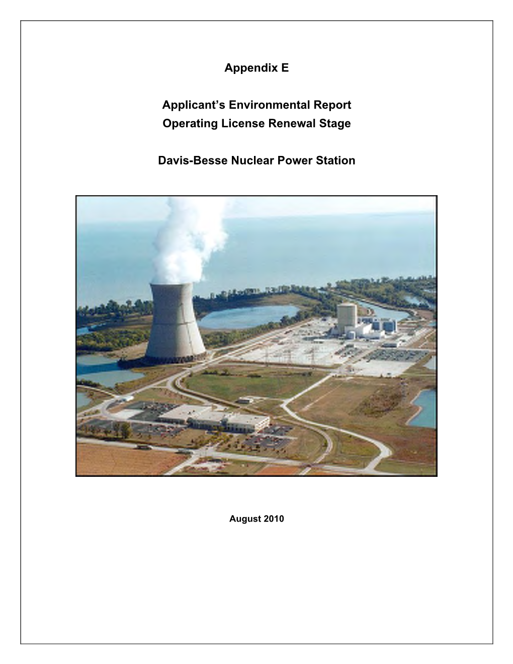 Applicant's Environmental Report