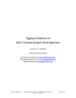 Tagging Guidelines for BOLT Chinese-English Word Alignment