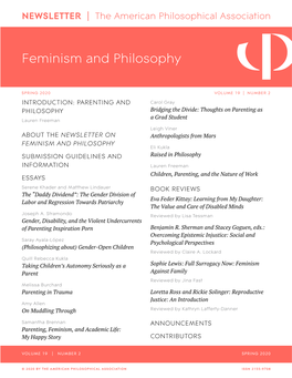 APA Newsletter on Feminism and Philosophy, Vol. 19