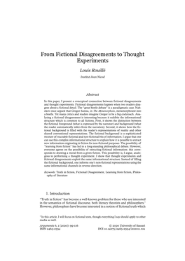 From Fictional Disagreements to Thought Experiments
