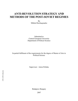 Anti-Revolution Strategy and Methods of the Post-Soviet