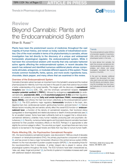 Beyond Cannabis: Plants and the Endocannabinoid System