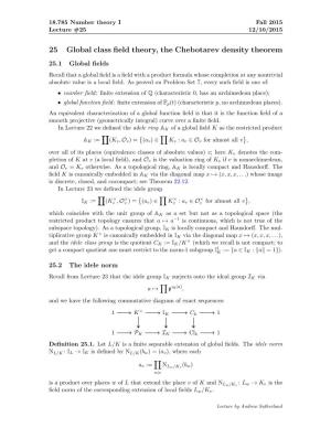 25 Global Class Field Theory, the Chebotarev Density Theorem