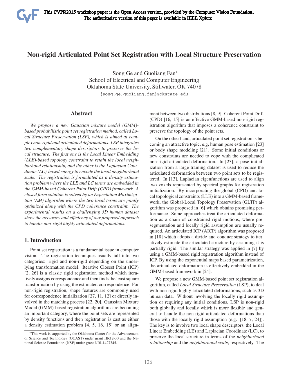 Non-Rigid Articulated Point Set Registration with Local Structure Preservation