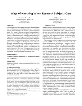 Ways of Knowing When Research Subjects Care