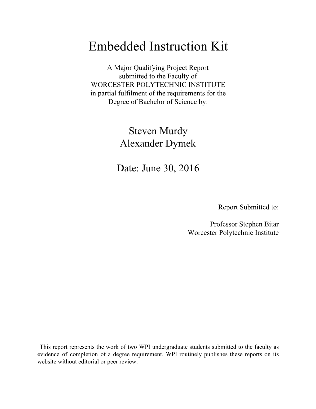 Embedded Instruction Kit