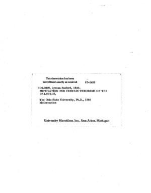 University Microfilms, Inc., Ann Arbor, Michigan (2) Copyright By