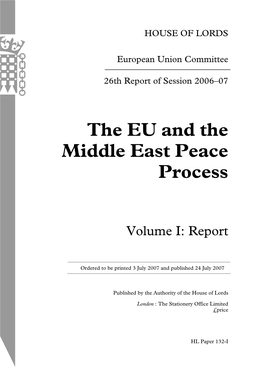 The EU and the Middle East Peace Process