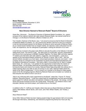 News Release New Director Named to Relevant Radio® Board Of