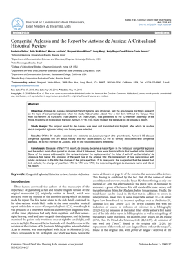 Congenital Aglossia and the Report By