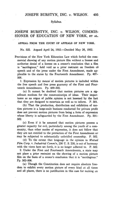 Joseph Burstyn, Inc. V. Wilson, 343 US