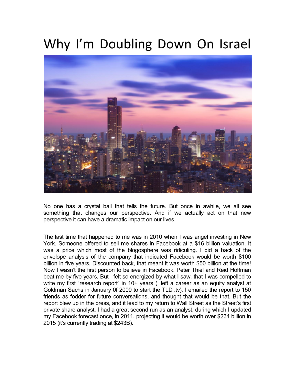 Why I'm Doubling Down on Israel