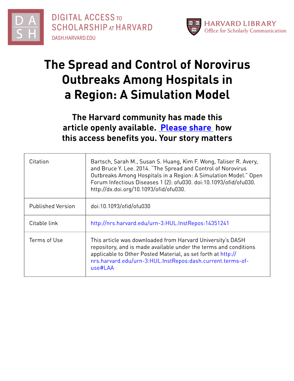 The Spread and Control of Norovirus Outbreaks Among Hospitals in a Region: a Simulation Model