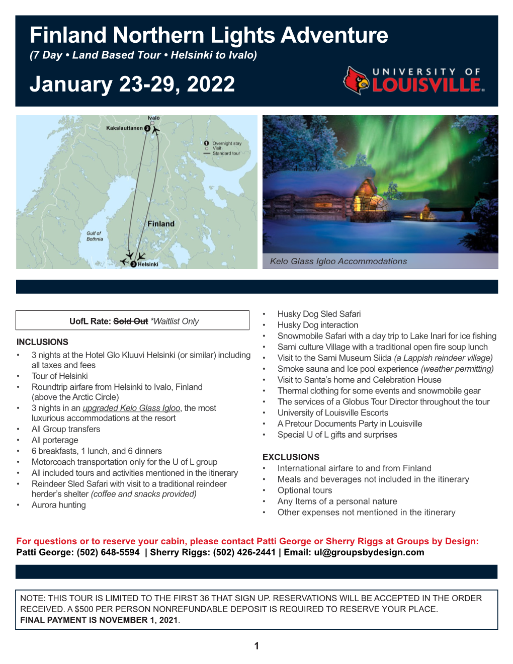 Finland Northern Lights Adventure (7 Day • Land Based Tour • Helsinki to Ivalo) January 23-29, 2022