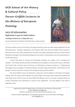 Purser-Griffith Lectures in the History of European Painting