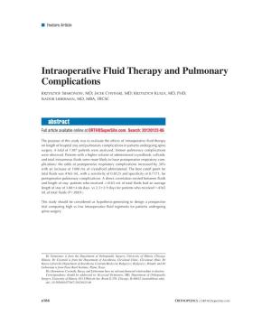 Intraoperative Fluid Therapy and Pulmonary Complications