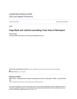 Hugo Black and Judicial Lawmaking: Forty Years in Retrospect