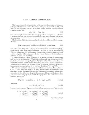 4. LIE ALGEBRA COHOMOLOGY This Is a Quick-And-Dirty Introduction To
