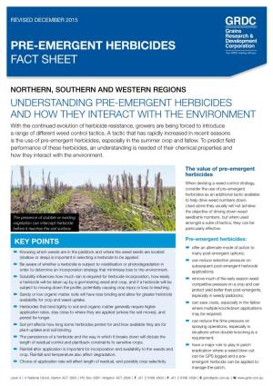 Pre-Emergent Herbicides Fact Sheet