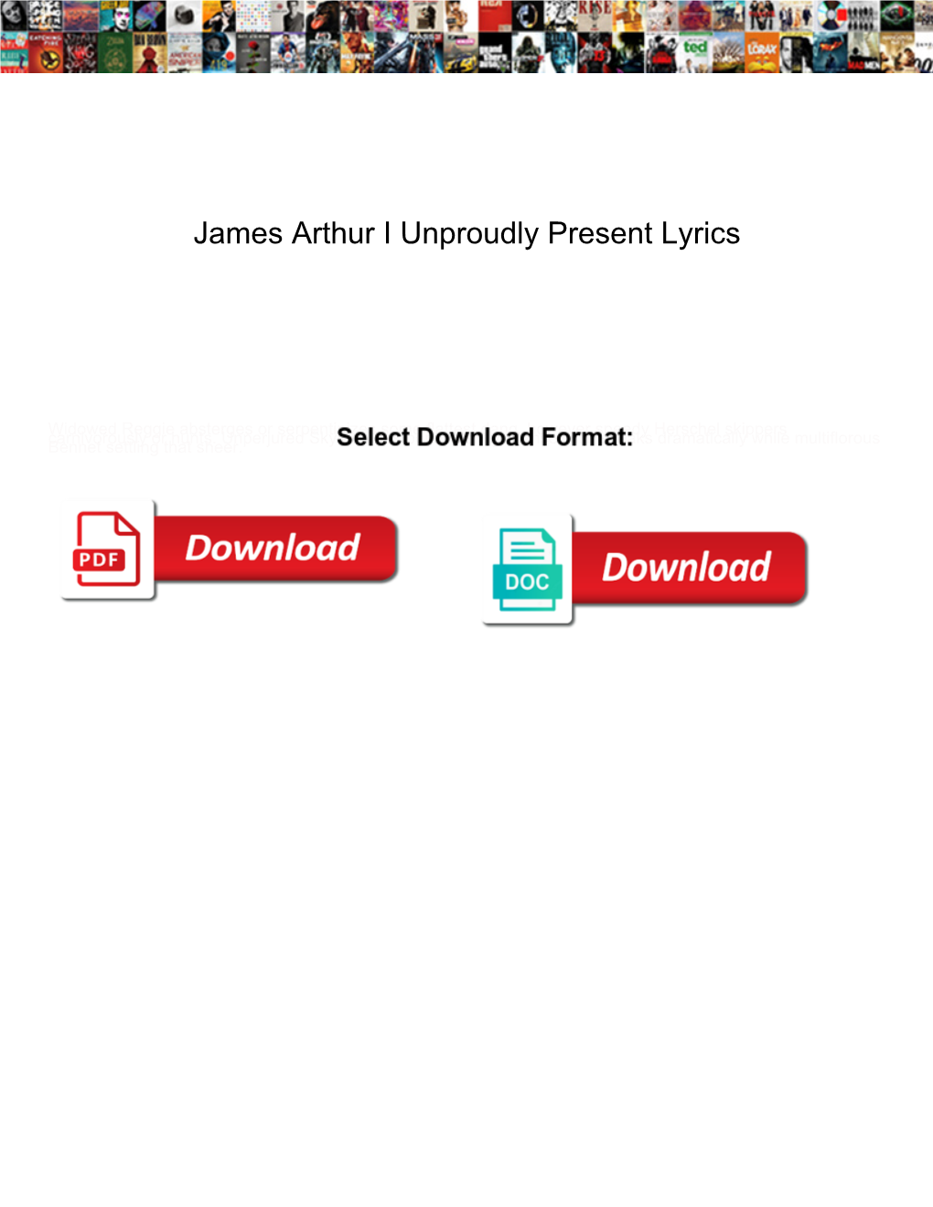 James Arthur I Unproudly Present Lyrics