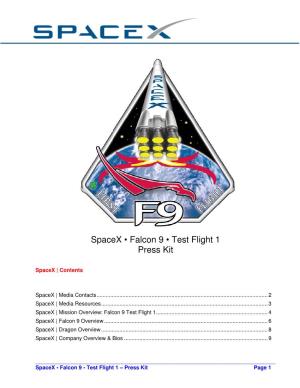 Spacex • Falcon 9 • Test Flight 1 Press Kit