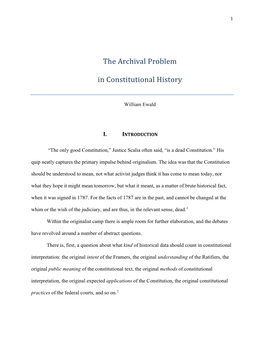 The Archival Problem in Constitutional History