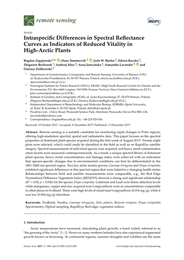 Intraspecific Differences in Spectral Reflectance Curves As Indicators Of