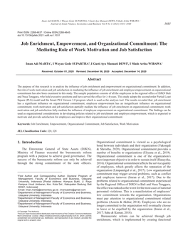 The Mediating Role of Work Motivation and Job Satisfaction