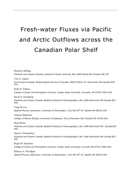 Fresh-Water Fluxes Via Pacific and Arctic Outflows Across the Canadian Polar Shelf